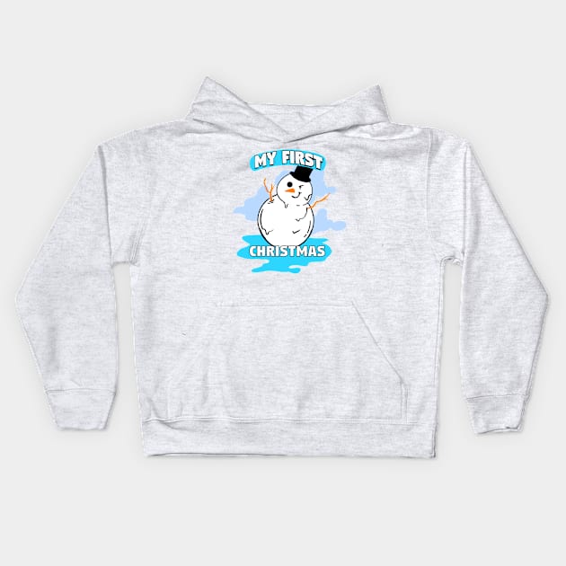 Snowman Cute First Christmas Kids Hoodie by yogisnanda